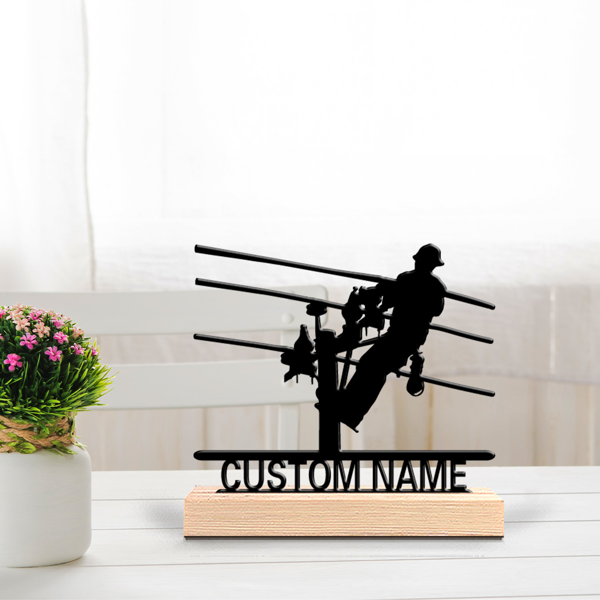 Sustainable Living Products - Statua in Metallo Personalizzata per Elettricisti,