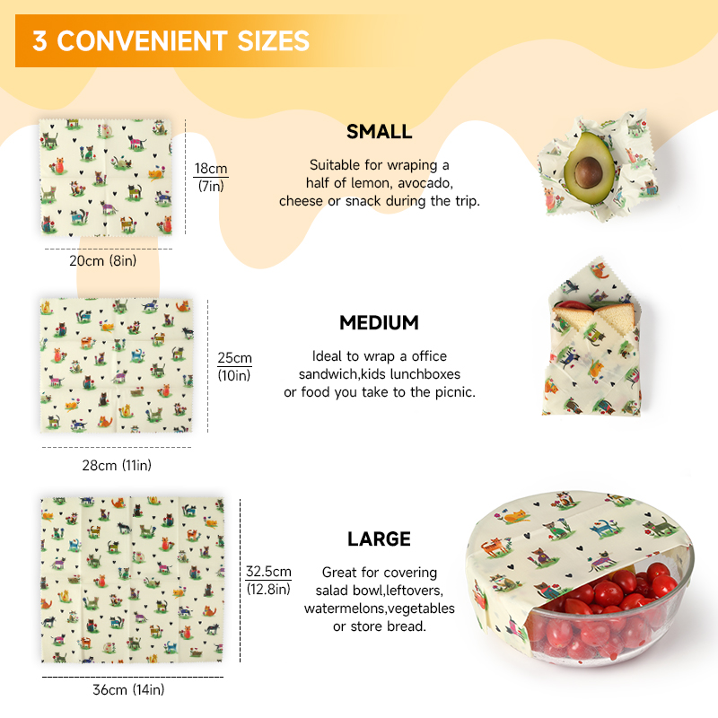6 Confezioni (2S. 2M, 2L) Invo - Beeswax Food Cover recensione e prezzo